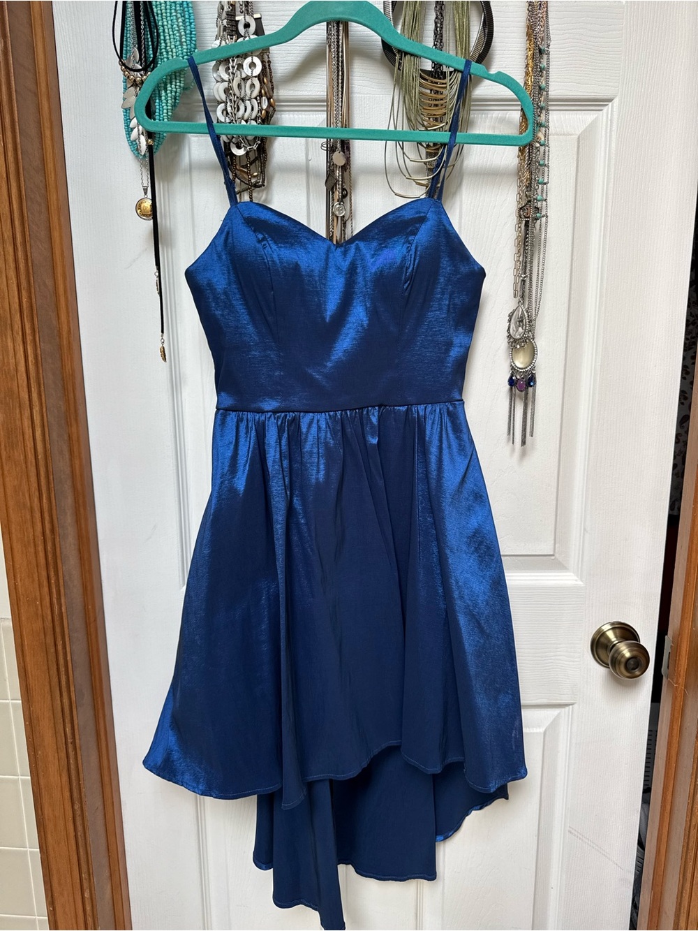Girls' Shiny Royal Blue High-Low Party Dress